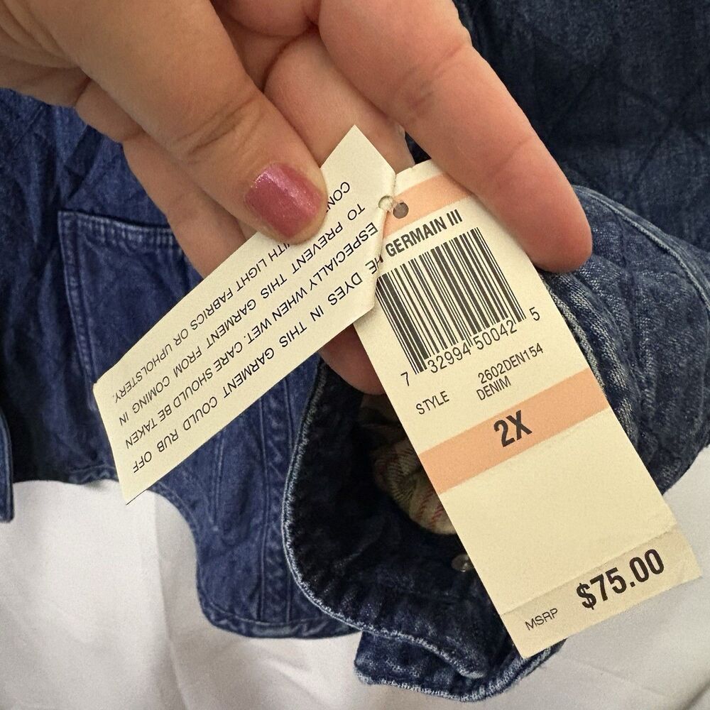 Charter Club Quilted Denim Jean Jacket in Dark Blue - Picture 4 of 9